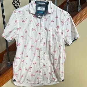 Men's Casual Flamingo Print Button-Down Shirt